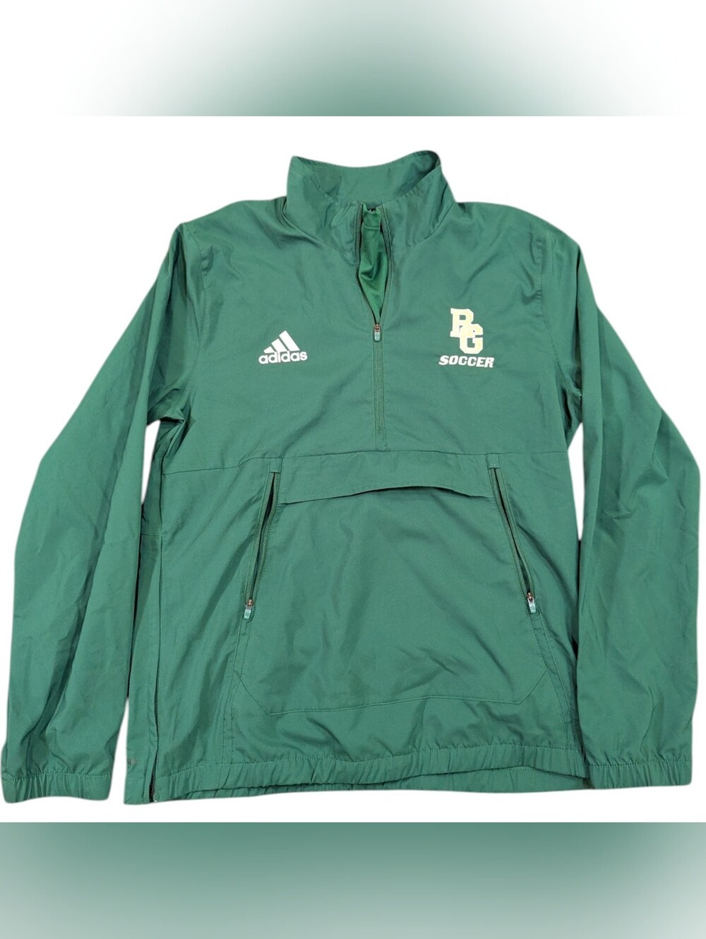 Adidas PG Soccer green quarter-zip lightweight woven soccer player jacket Sz Med